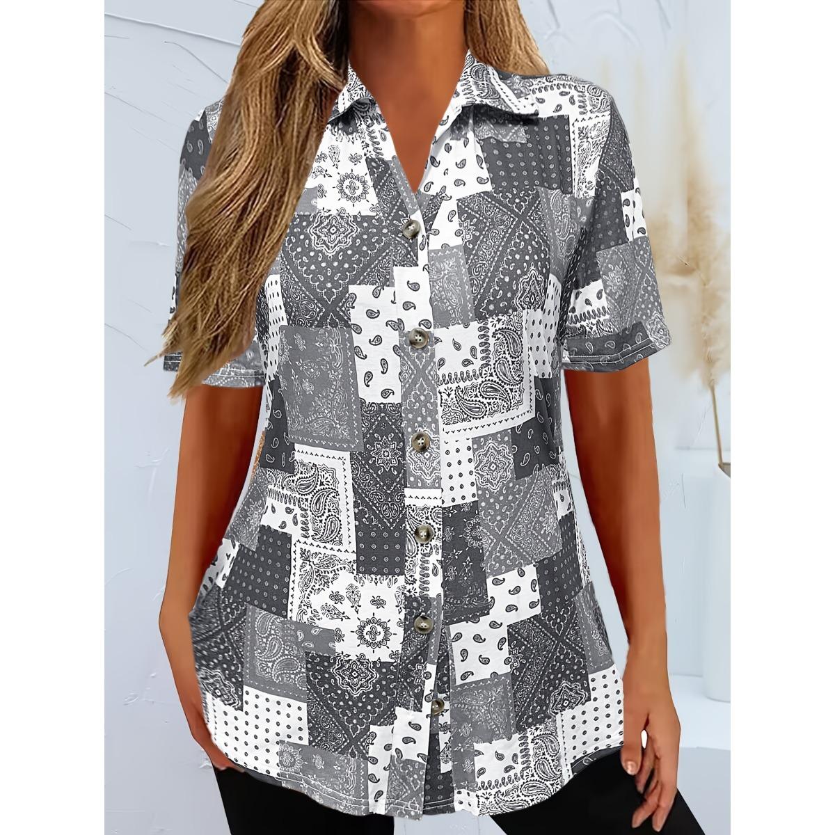 

Spring Summer Paisley Print Casual Women s T-shirt, Popular Fashion Ladies Top for Crossborder 6XL світло-сірого кольору