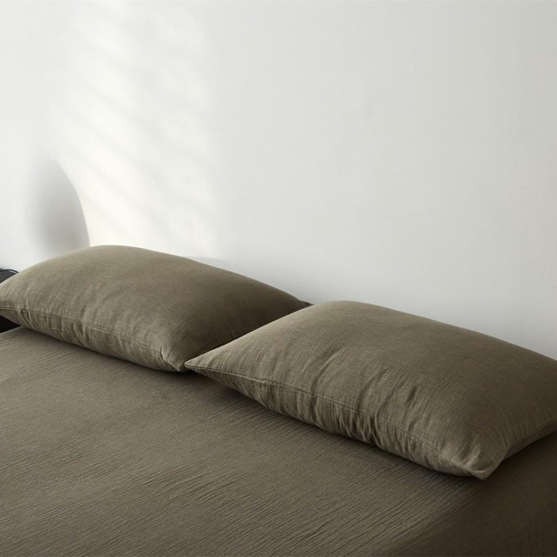 Modern Minimalist Cotton Double Gauze Pillowcases Set Of 2 - 48x74cm 40s Thread Count Woven Jacquard Reactive Dyed