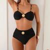 European And American New Swimsuit Female Sexy Solid Color Suspender Tube Top Bikini Beach Vacation Swimsuit Female