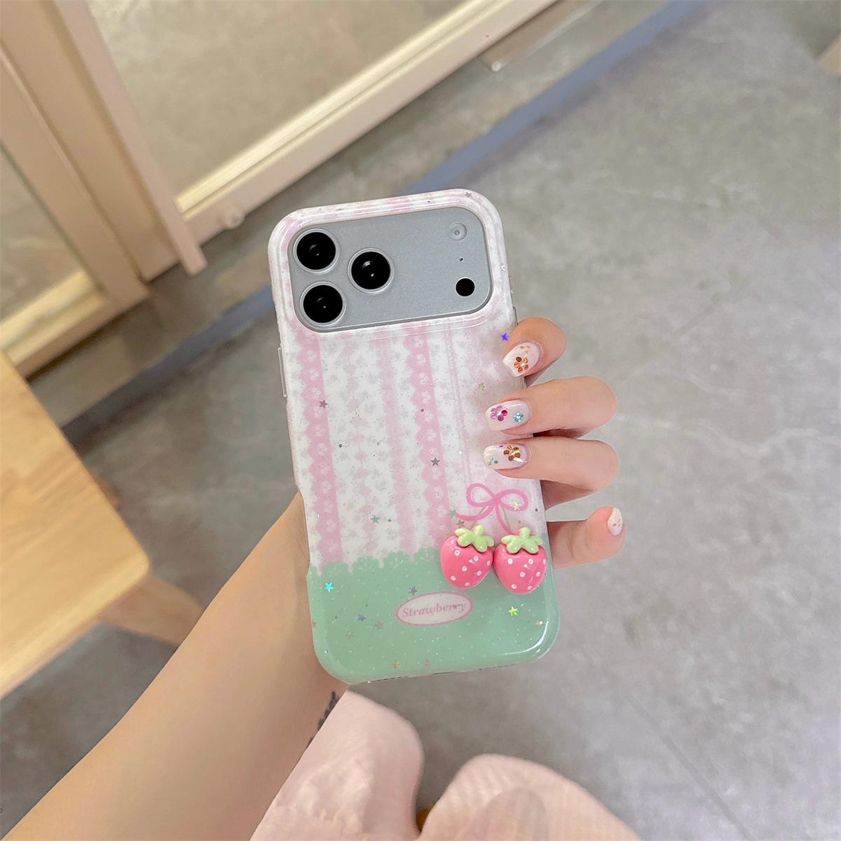 

iPhone 15 Pro Max Glitter Floral Stripe Case with Drop Protection 17 Pro Max