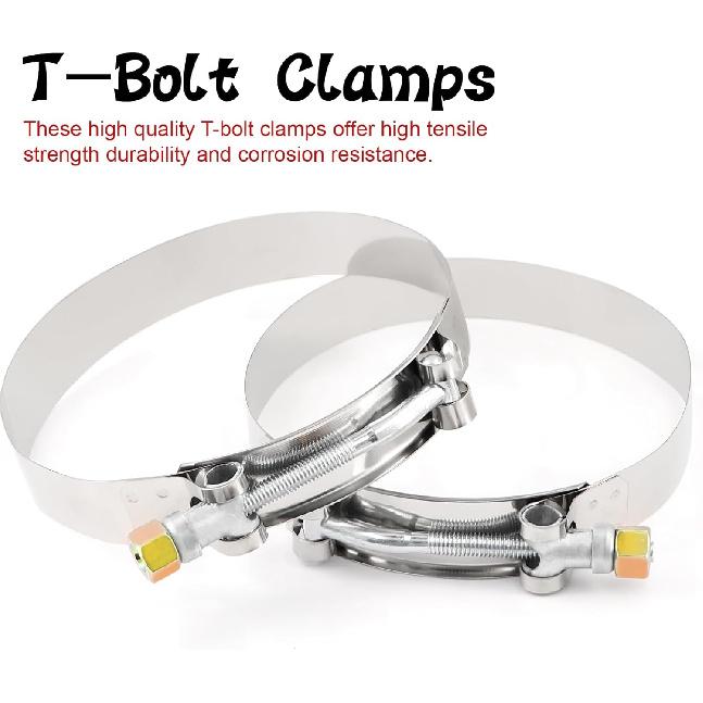 ID 4 Inch(102Mm) High Temperature 4-Ply Reinforced Straight Silicone Hose Performance Coupler With 2Pcs T-Bolt Clamps Suitable High Level Turbo Pipe