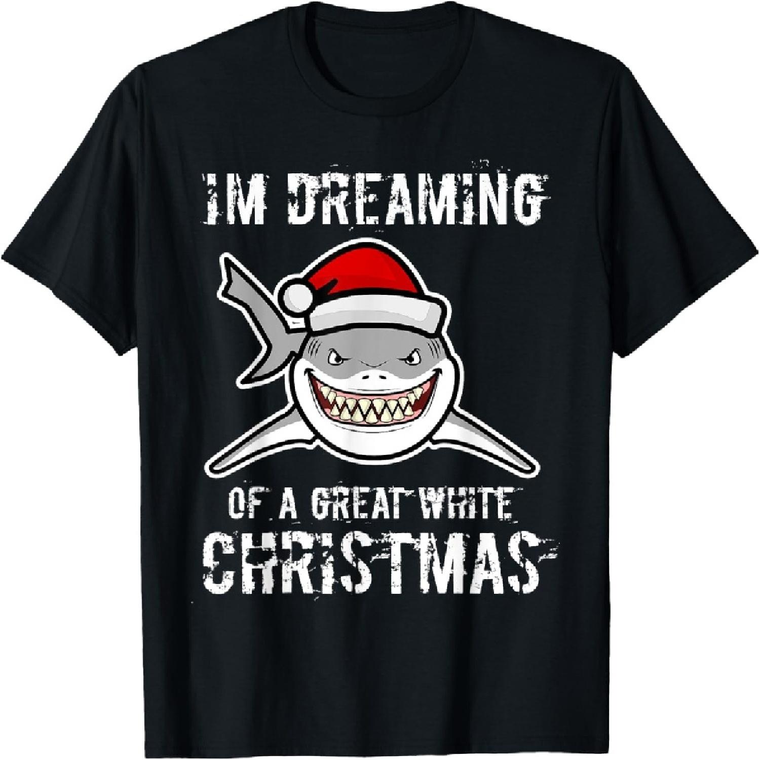 

Funny I m Dreaming Of A Great White Christmas Gift Shark T-Shirt XXXXXL різнокольоровий