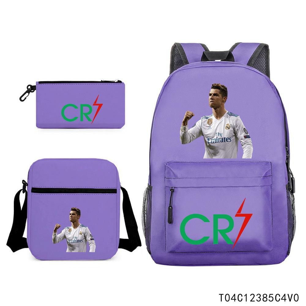 Luo Qixing Three-Piece Schoolbag, Male And Female Students Leisure Bag, Printed Large-Capacity Outdoor Backpack