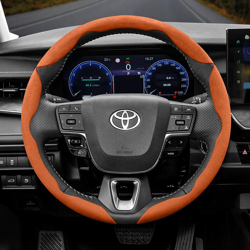Suitable for Toyota Anti-Slip Buckle Segmented Suede Steering Wheel Cover Suitable for Yaris Auris Chr Corolla Rav4 Hilux Wish Roomy Aqua Probox Prius