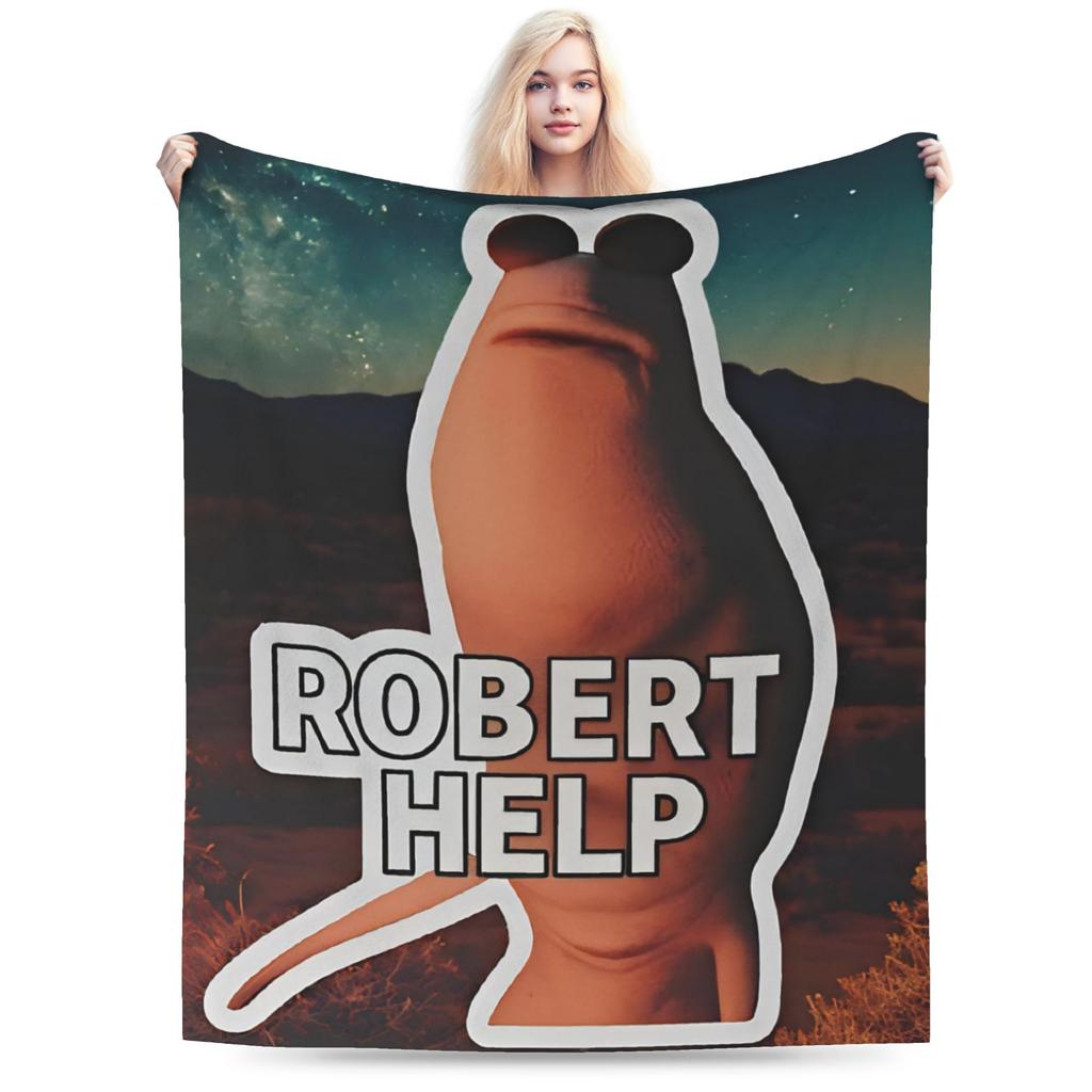 Marcus The Worm Meme Blanket Fleece Decoration Robert Help Me Breathable Lightweight Thin Throw Blankets for Sofa Bedspread