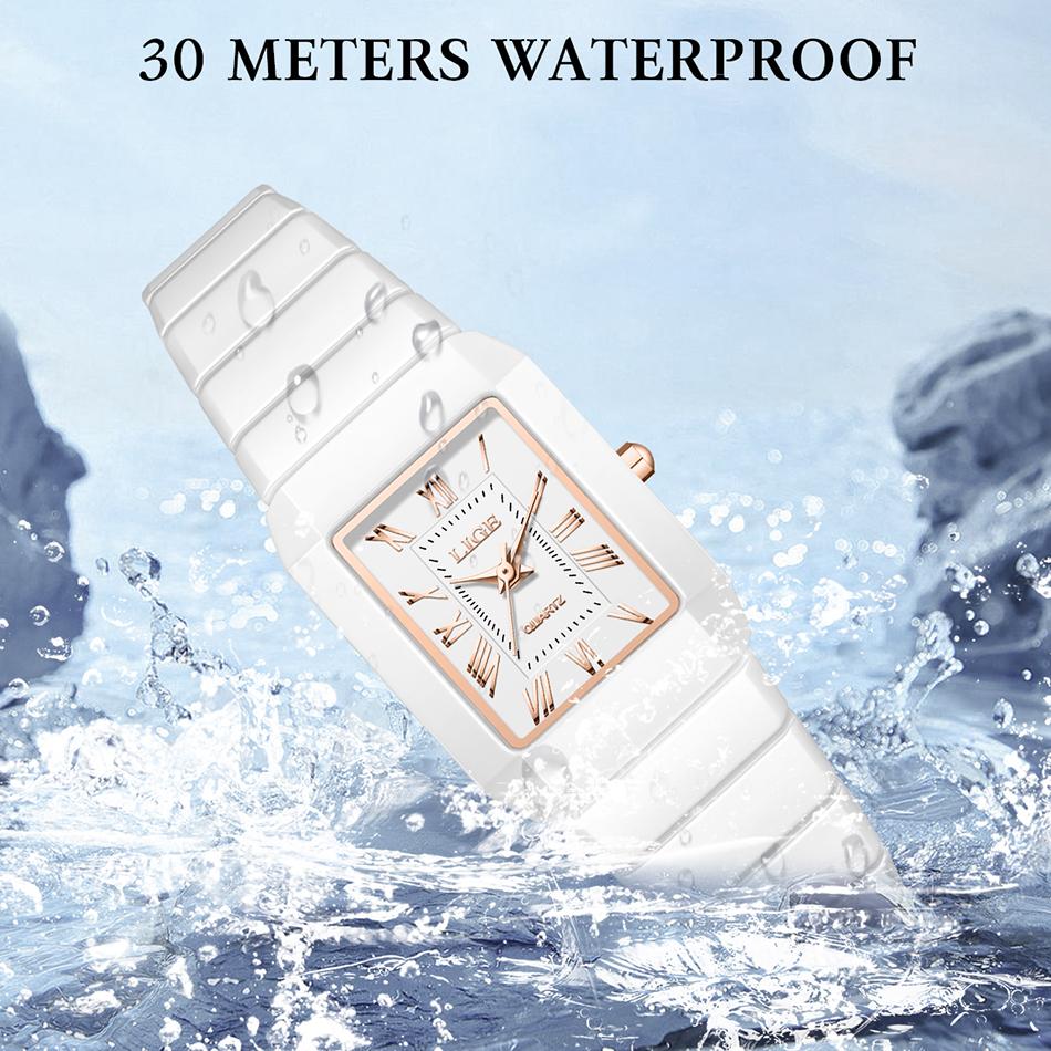 Kreative quadratische Uhr Damen Mode Wasserdicht Damen Quarz Uhr Lässig Sport Keramik Armband Armbanduhren Für Damen
