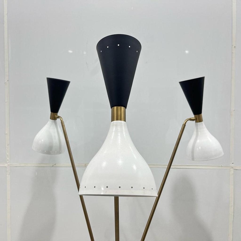 Stilnovo Style Tripod Floor Lamp - 1950 Mid Century Modern Floor Lamp with 3 Arms and 3 Legs