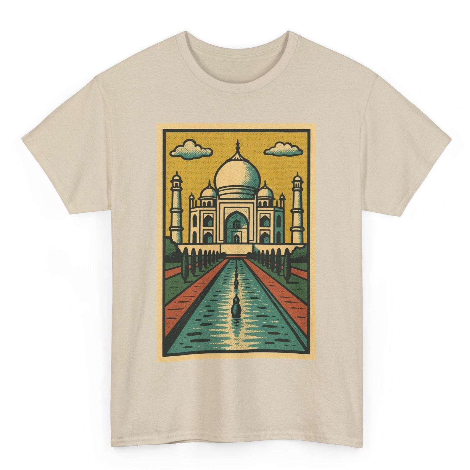 Taj Mahal T-Shirt: Retro Comic Style India Travel Tee L