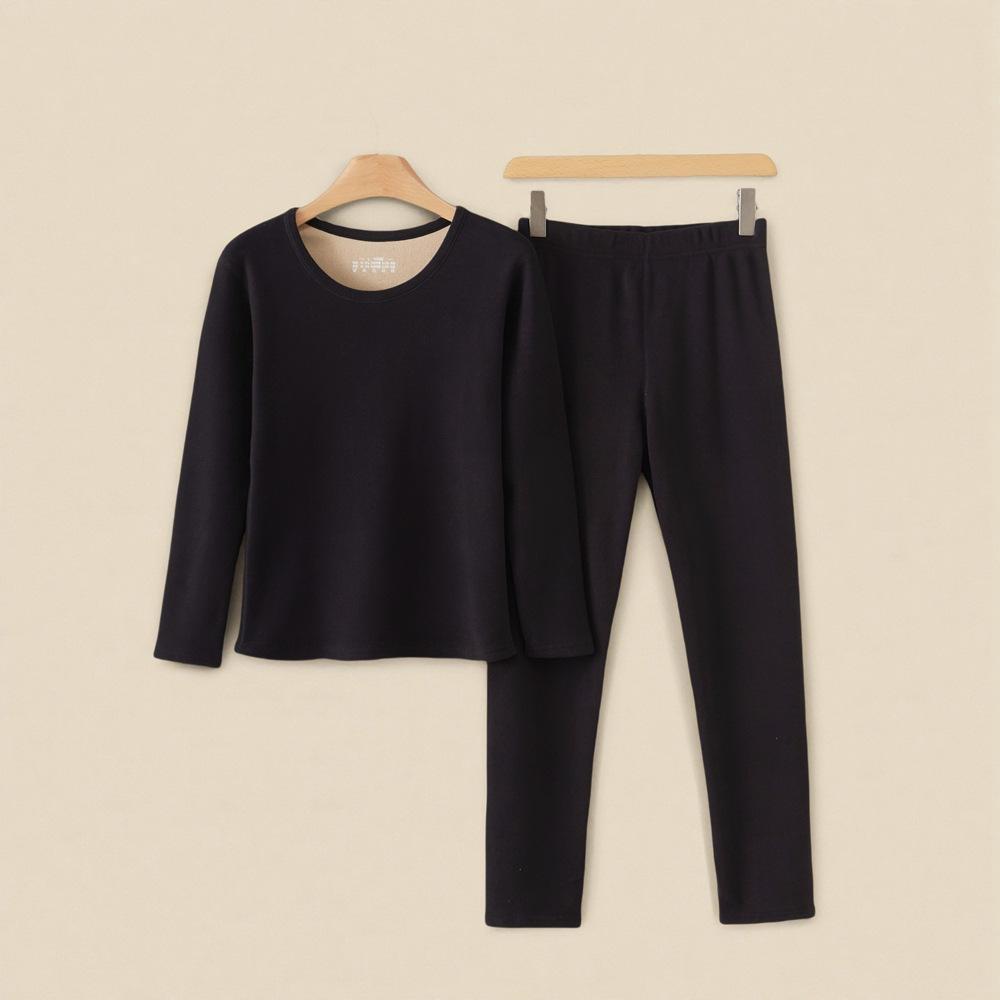 Koala Fleece Women's Extra Thick Alpaca Wool Underwear Set - Fleece-Lined, Round Neck Warmwear for Middle-Aged and Elderly.