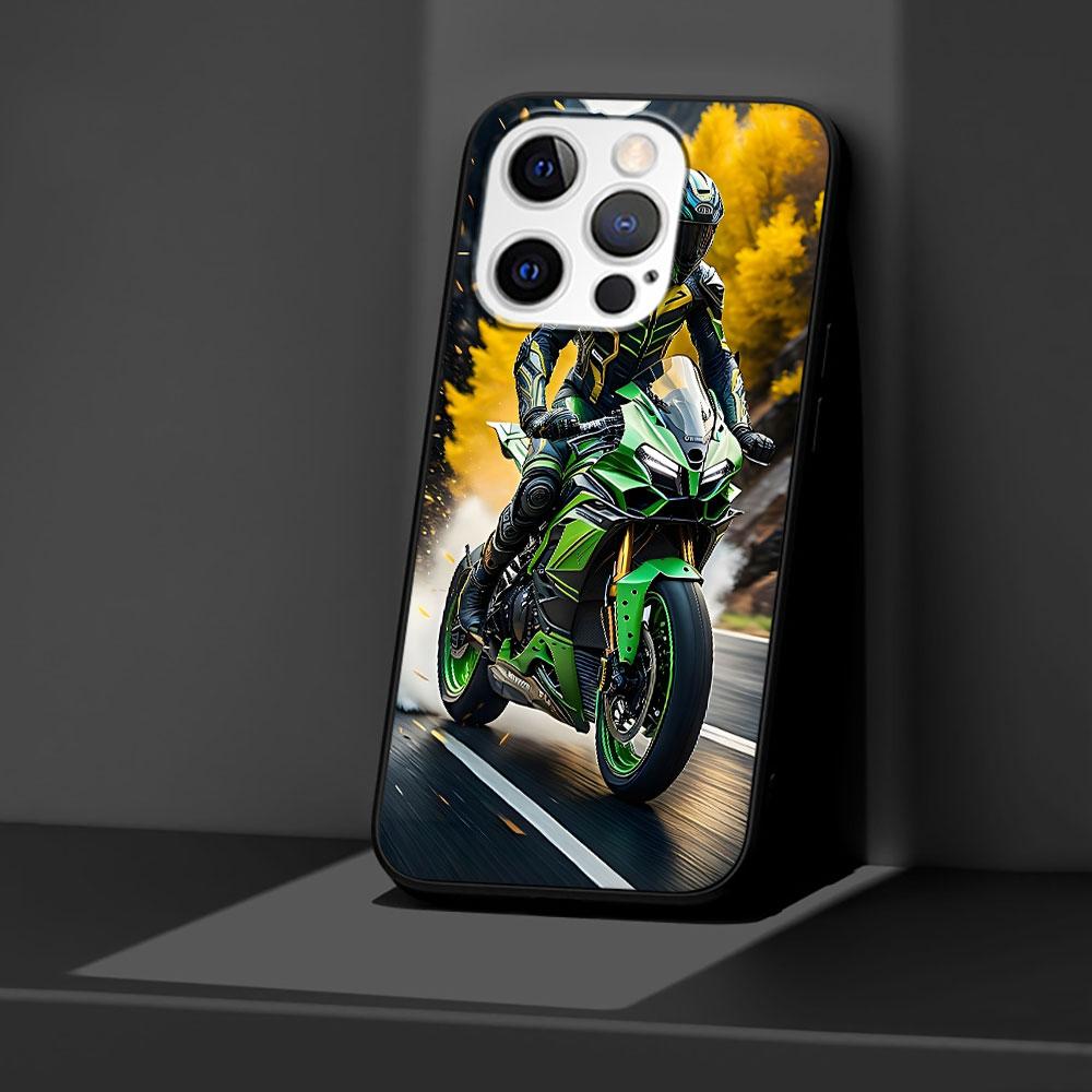 Motorcycle Case for Apple iPhone 14 11 7 SE 2020 8 X XS 13 12 Mini XR 15 Pro Max Silicone Black Soft Phone Cover