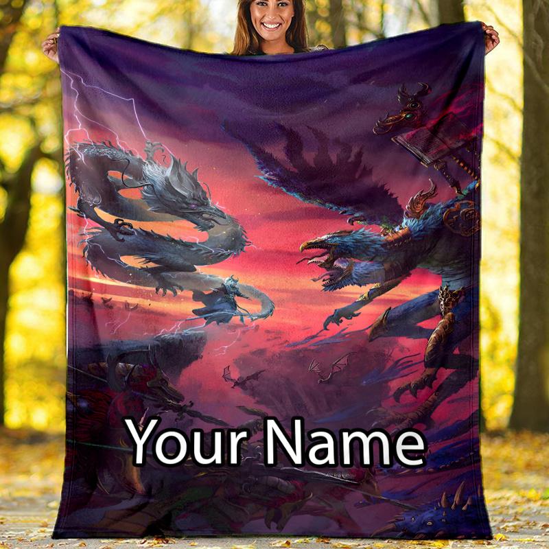 Custom Name Total War Warhammer Theme Printed Blanket - Perfect for Couch, Bed, Travel & Outdoor Use | Machine Washable, Cozy & Durable.