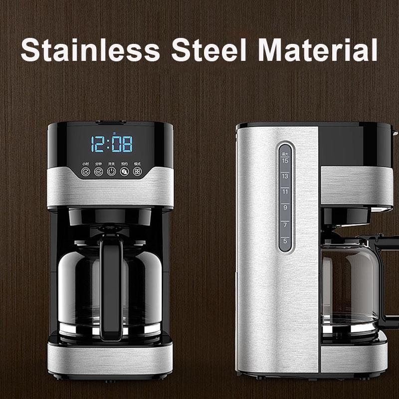 800W 1.8L Large Capacity American Coffee Machine Automatic Insulation Drip Coffee Maker 2h Heat Preservation LED Display