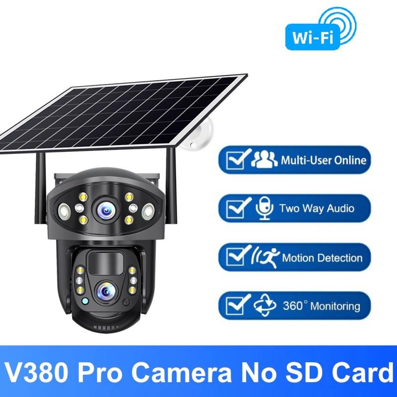 Dual Lens Solar Security Camera, 4G/WiFi Outdoor Monitor with Night Vision, HD Rechargeable PIR Surveillance System