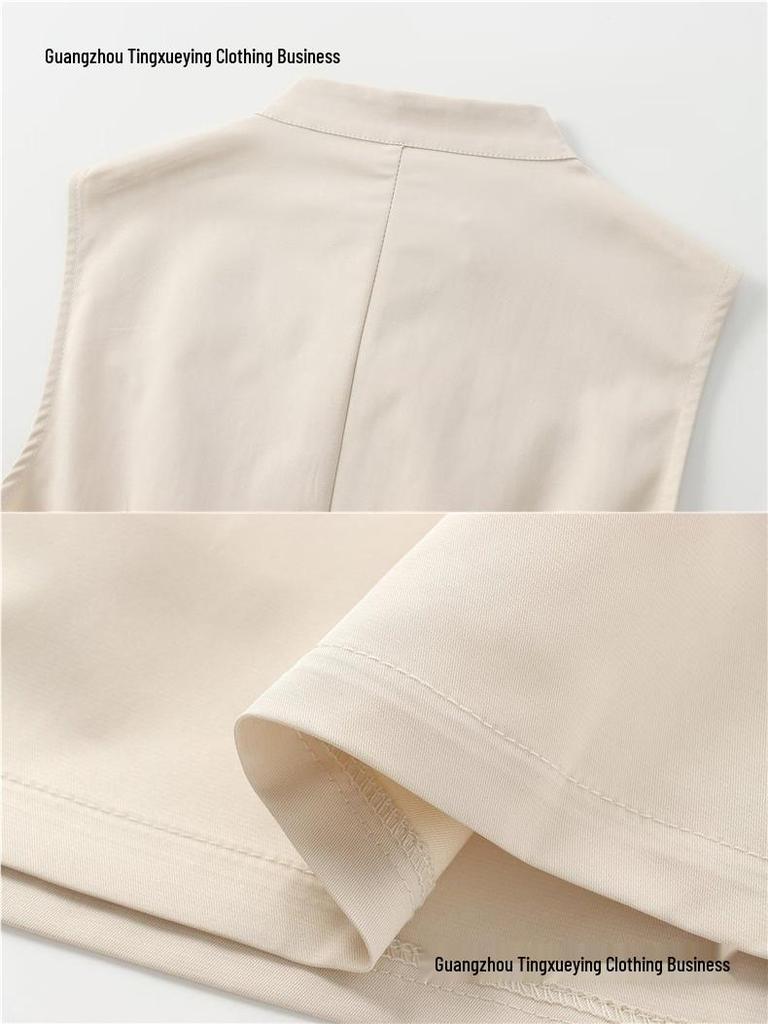 Spring 2026 European & American Style Women's Midi Dress: French Design, Round Neck, Sleeveless, Waist-Cinching, Commuter Chic