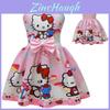 Ärmelloses Kleid mit Hello Kitty Cartoon-Print und Rüschendetails für das Frühlings-Verkleiden