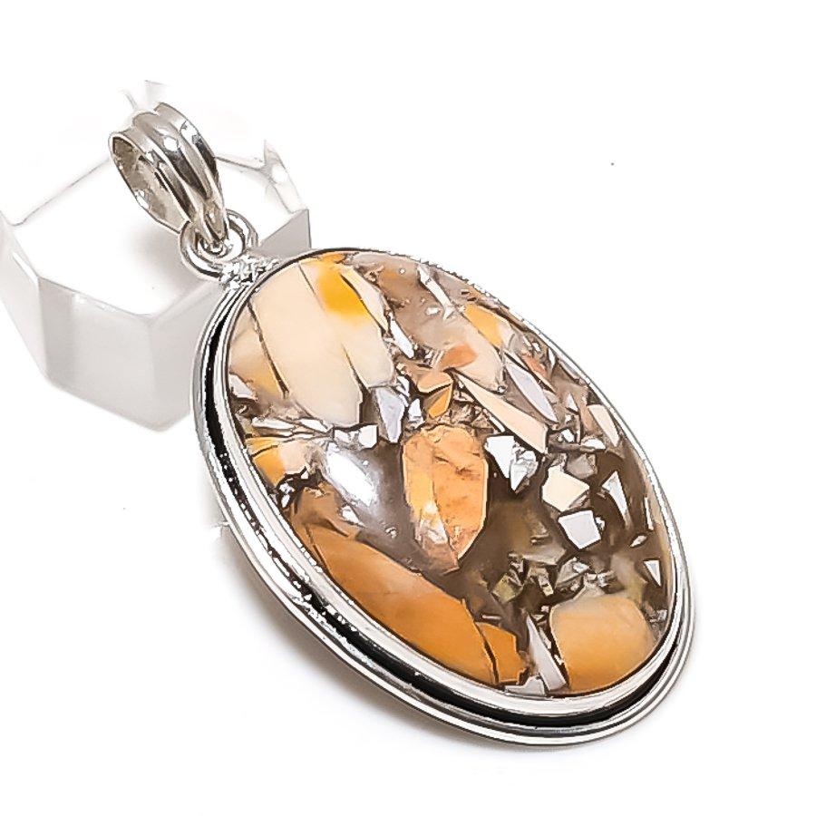 Natural Brecciated Mookaite 925 Sterling Silver Jewelry Pendant 2.17" t0N57
