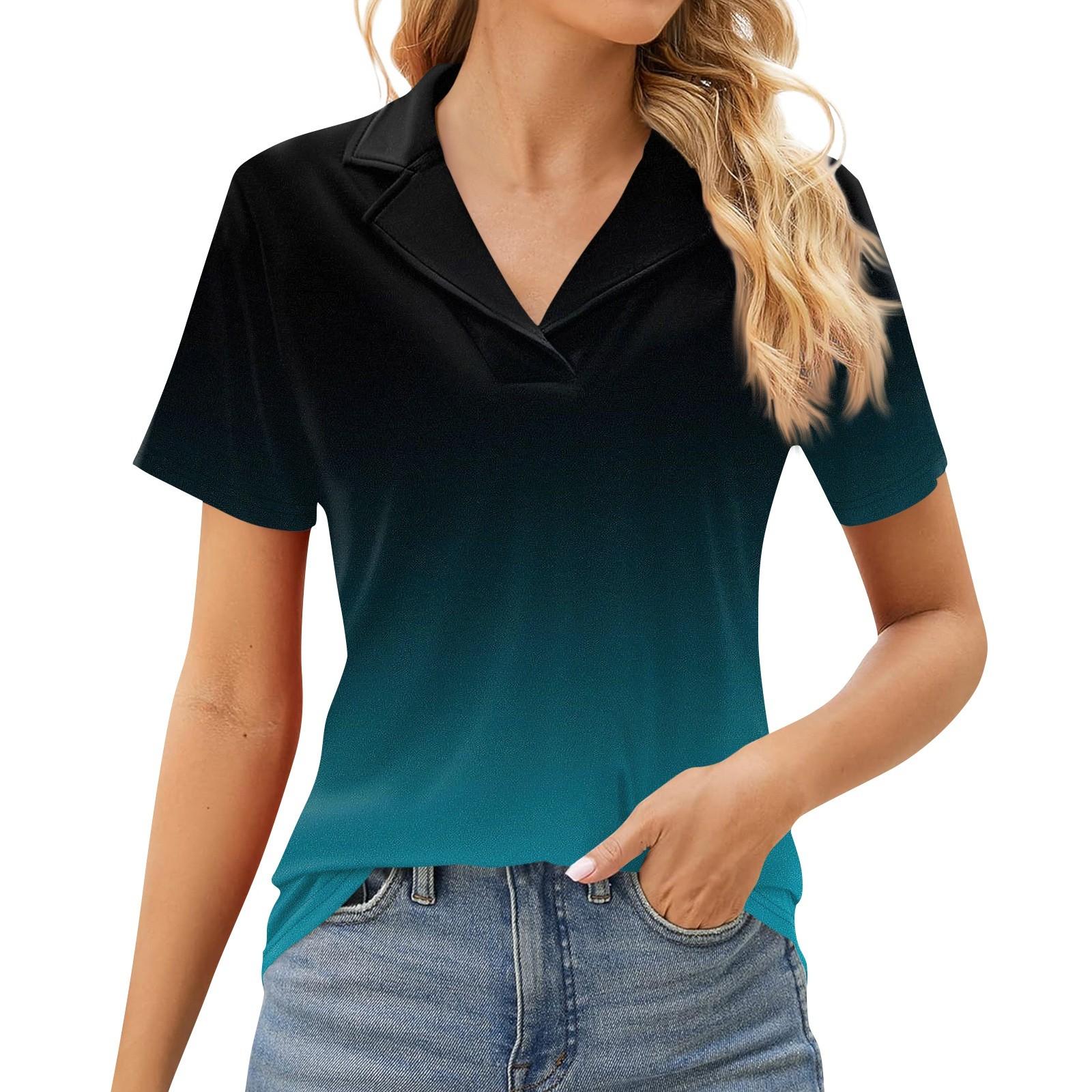 

Женская модная повседневная рубашка с короткими рукавами с лацканами и принтом, блузка, нарядная повседневная туника, топы L чёрный