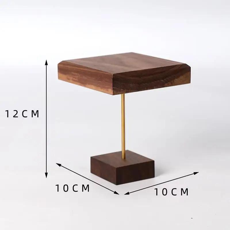 Jewelry Decorative Shelves Display Stands Black Walnut Jewelry Ladder Display Shelf Earrings Ring Tray Props Home Decor