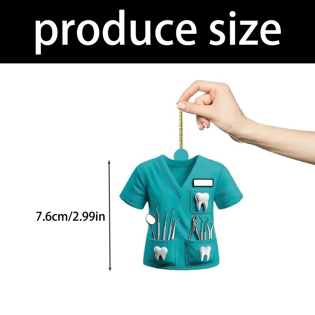 Elegant Acrylic Flat Dentist Costume Pendant Charm Keychain For Surgical Professionals Lightweight Decorative Accessory