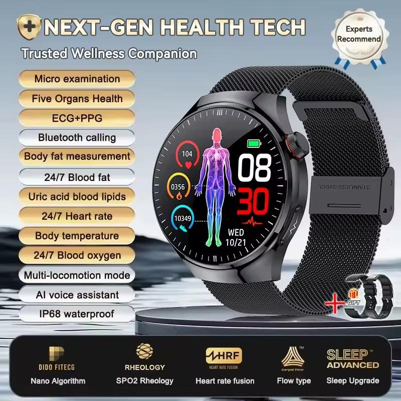 Men Smart Watch AMOLED ECG Health Monitoring Outdoors Flashlight Bluetooth Calling Sports Fitness Tracker TK27 Smartwatch
