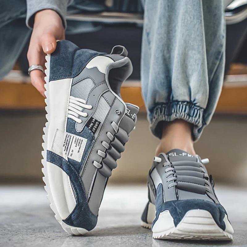 Trend New Men's Shoes Non-Slip Breathable Casual Shoes for Men Fashion Designed Personality Lace-up Comfortable Men's Sneakers