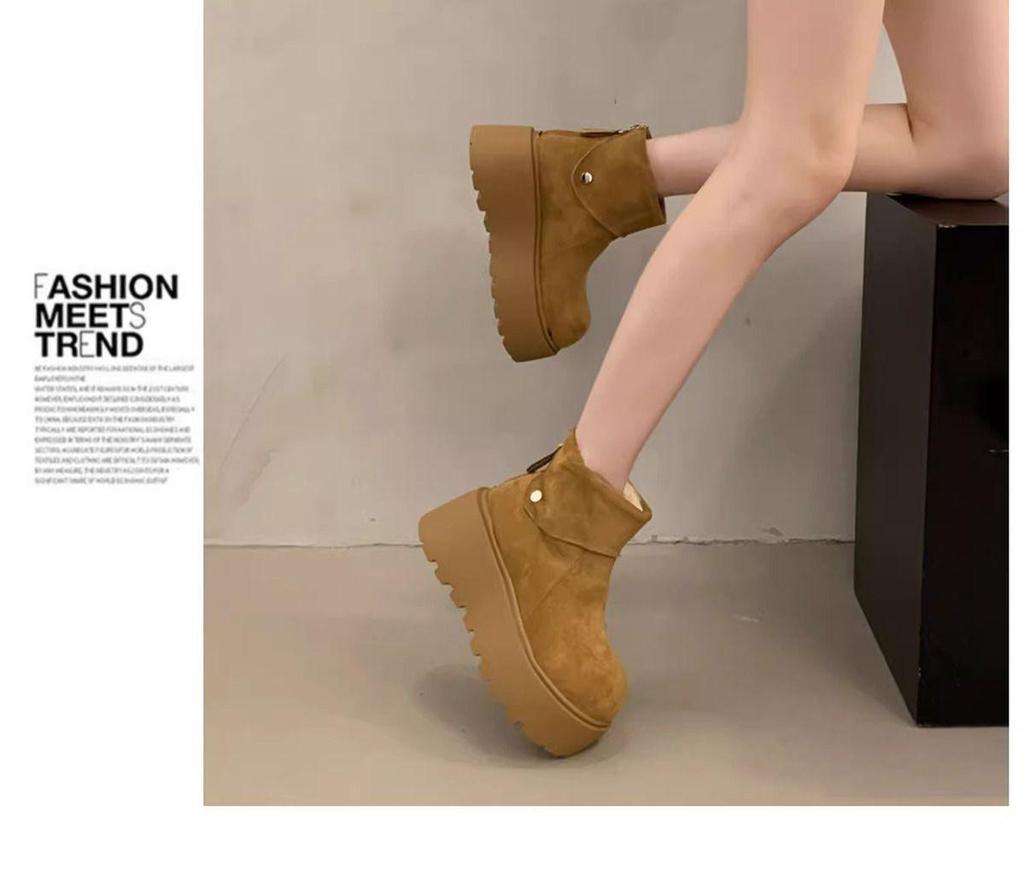 Fuzzy Winter Snow Boots: Cold-Proof, Thick-Soled for Men & Women, Birken Style, Plus Velvet, Flat.