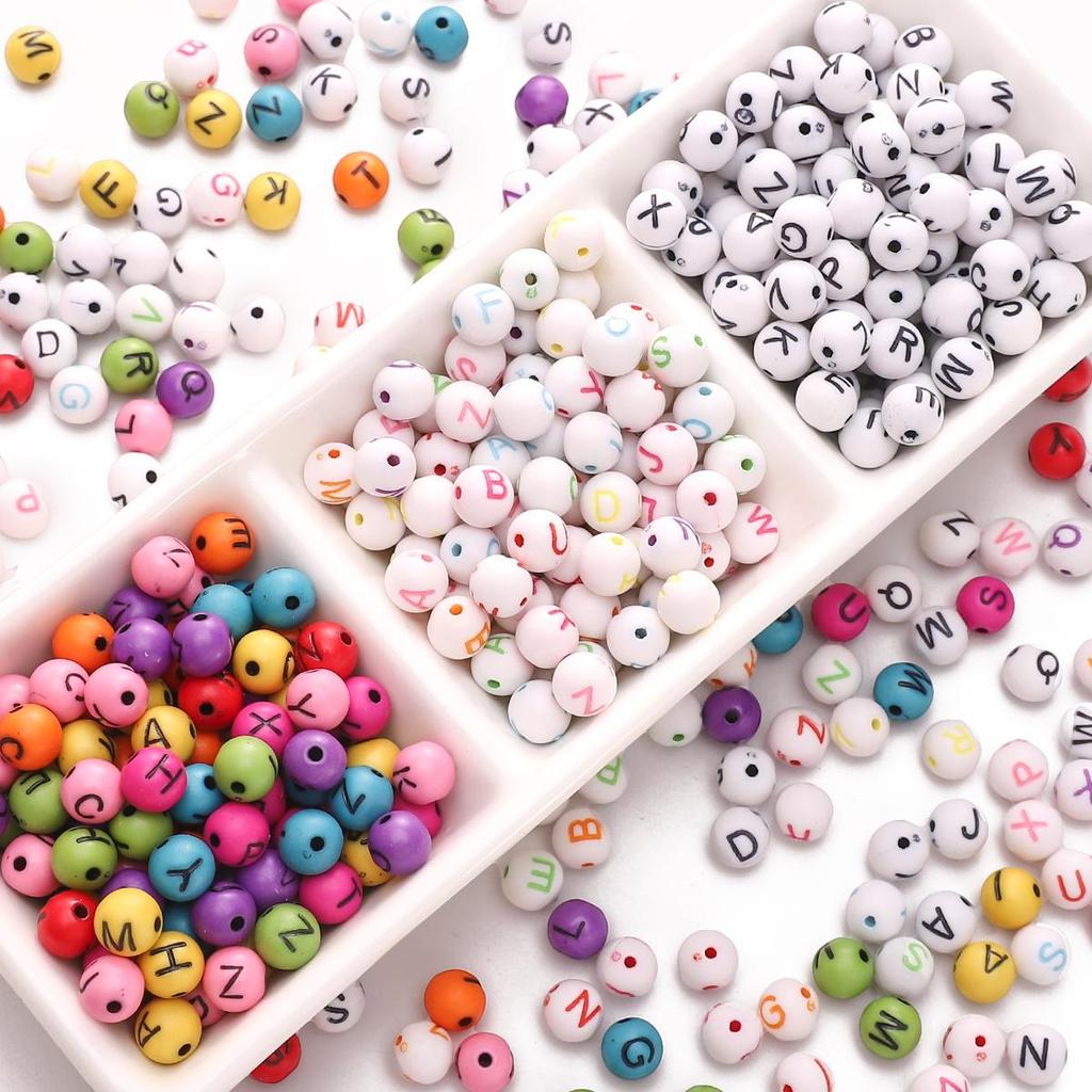 220Pcs Acrylic Beads Letter Round Loose Beads For DIY Necklace Bracelet Earrings Jewelry Making Craft Accessories