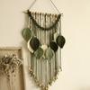 Handmade Cotton Thread Woven Wood Beads Leaf Tapestry Simple Home Bedroom B&B Wall Decoration