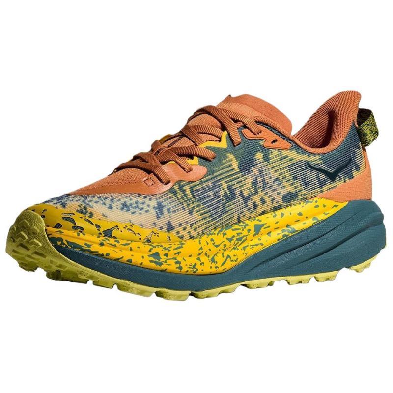 HOKA ONE ONE Speedgoat 6 Cushioning, Wear Resistant Low Top Running Shoes Men's Yellow Orange Sneakers 1147791-TTT