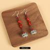 Niche design beeswax earrings retro long literary temperament women's antique cheongsam simple Tibetan earrings