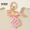 Lightweight Keychain Pendant, The Zodiac Charm with Butterfly Durable Tassel, Metal Keyring for Handbag Backpack Bag Pendant Small