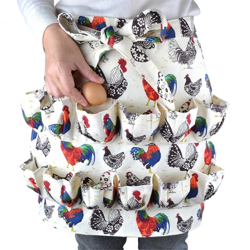 Canvas Egg Collecting Apron: Half-Body, Multi-Pocket Design for Adults and Children