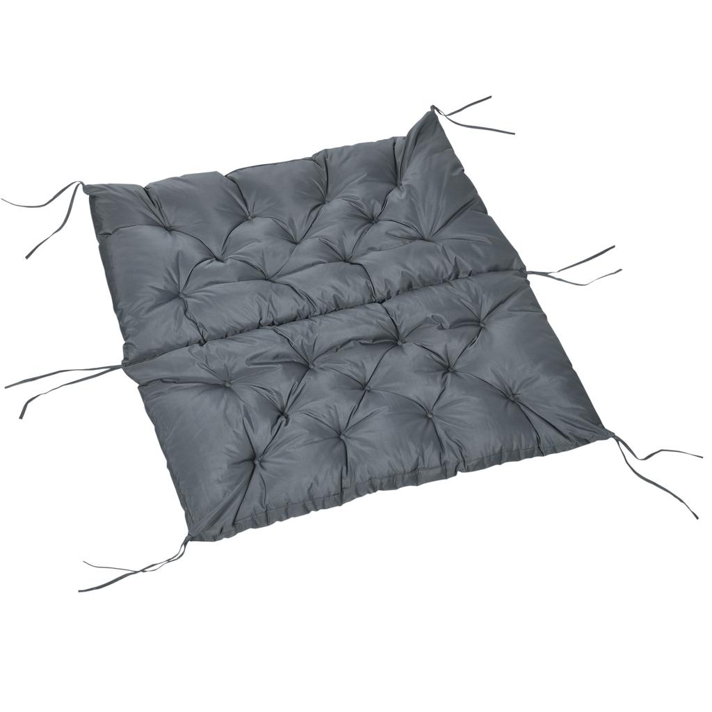 2 Seater Bench Cushion, Garden Chair Cushion with Back and Ties for Indoor and Outdoor Use, 98 X 100 Cm, Dark Grey