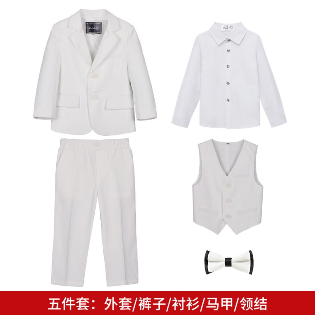 Children's 5-piece Suit Fashion Dress Set Shirt + Jacket + Vest + Trousers + Bow Tie