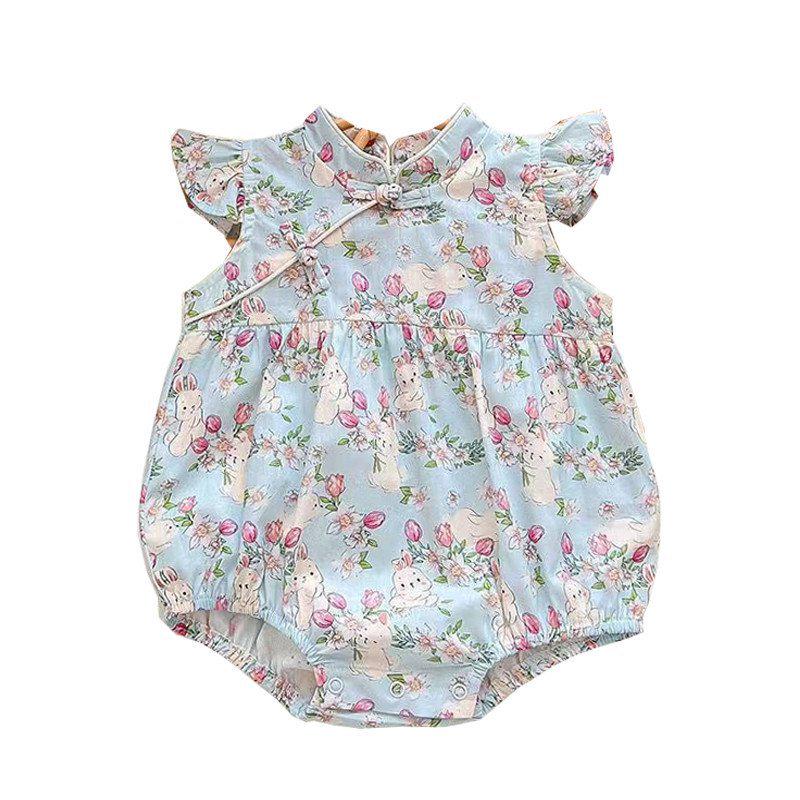 Newborn Baby Girl Casual Summer Romper - Short Sleeve Triangle Harem Suit