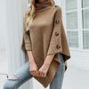 And Fashion Winter Autumn Warm Allmatch Loose Shawl Cape Sweater Solid Color Crossborder Knitted Sweater Coat Female