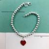 T-Familie Herzförmiges Emaille-Armband: Blaue, Rote, Rosa Herzen, Liebes-Rosenkranz, Runde Perlenkette - Perfektes Valentinstagsgeschenk für Freundin.