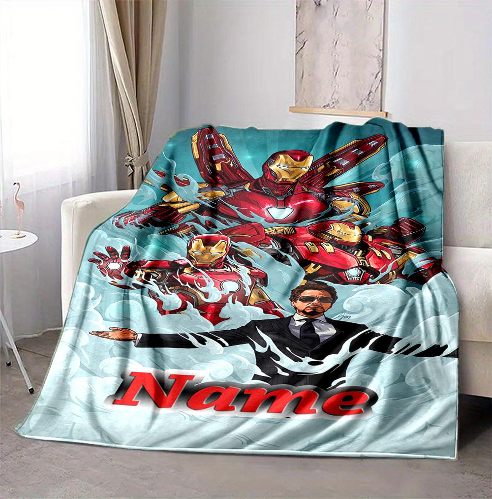Custom Name Iron Man Flight Flannel Blanket Throw Blanket Soft Warm Sofa Bed Decor Unique Gift