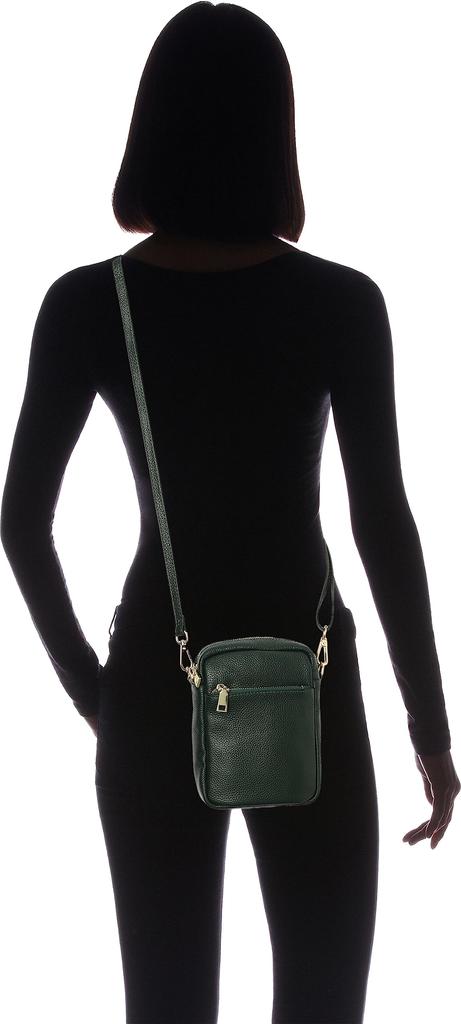 Shrunken leather vertical mini shoulder bag