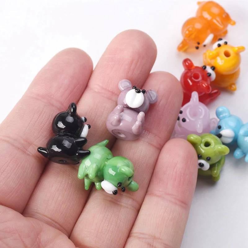 2pcs Bear 15x20mm Handmade Lampwork Glass Loose Beads for Jewelry Making Accessories DIY Crafts Findings