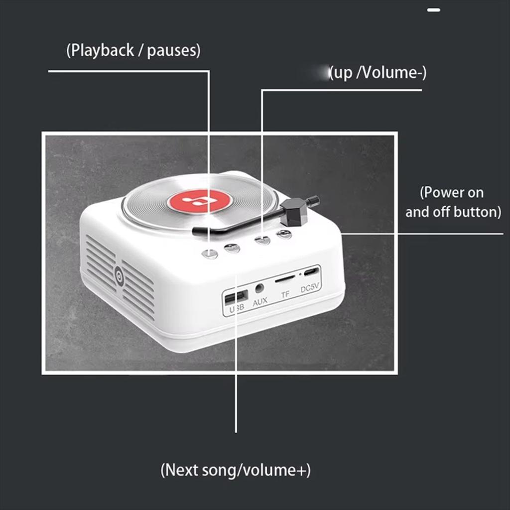Retro Vinyl Record Bluetooth Speaker Mini Vintage Surround Sound Music Box Wireless Handsfree Call MP3 Player CD Player