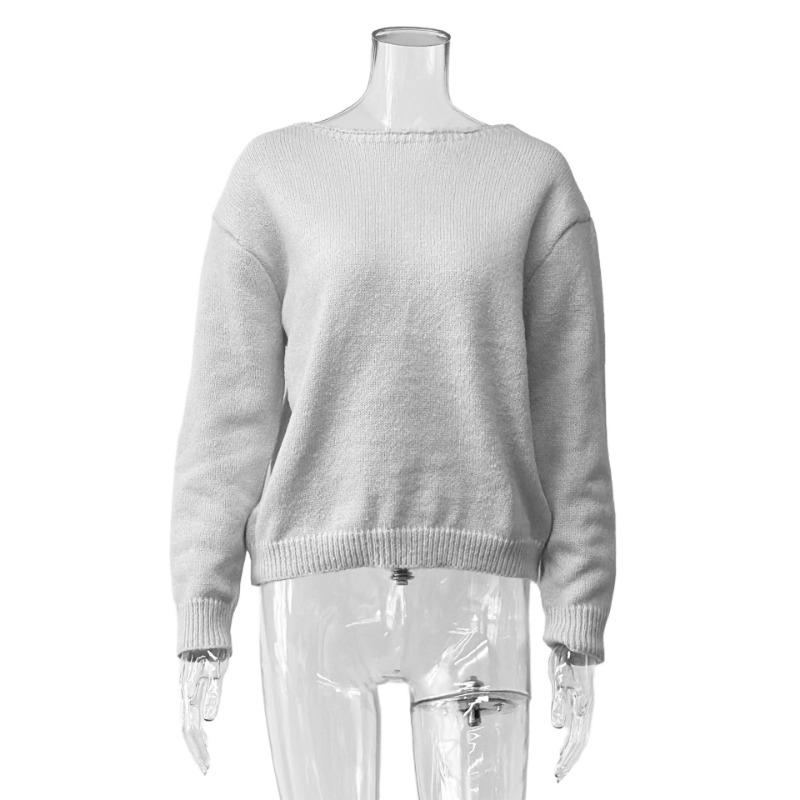 French Sweet Bow Decor Loose Long Sleeve Sweater Women S Fashion Knitwear