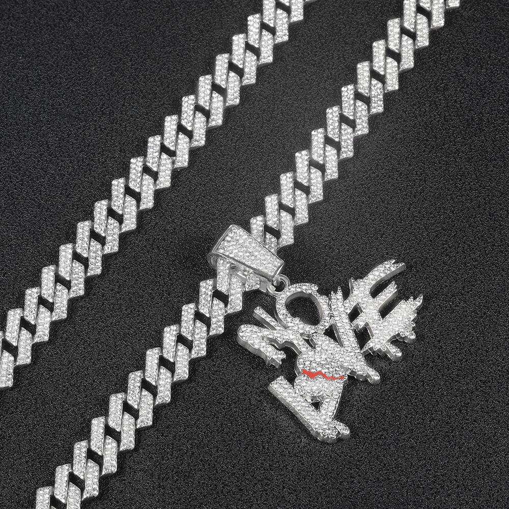 Hip-hop Punk "NO LOVE" Letter Pendant Cuban Necklace Stylish Iced Out Men's Women's Street Style Cuban Chain Trend Jewelry Gift