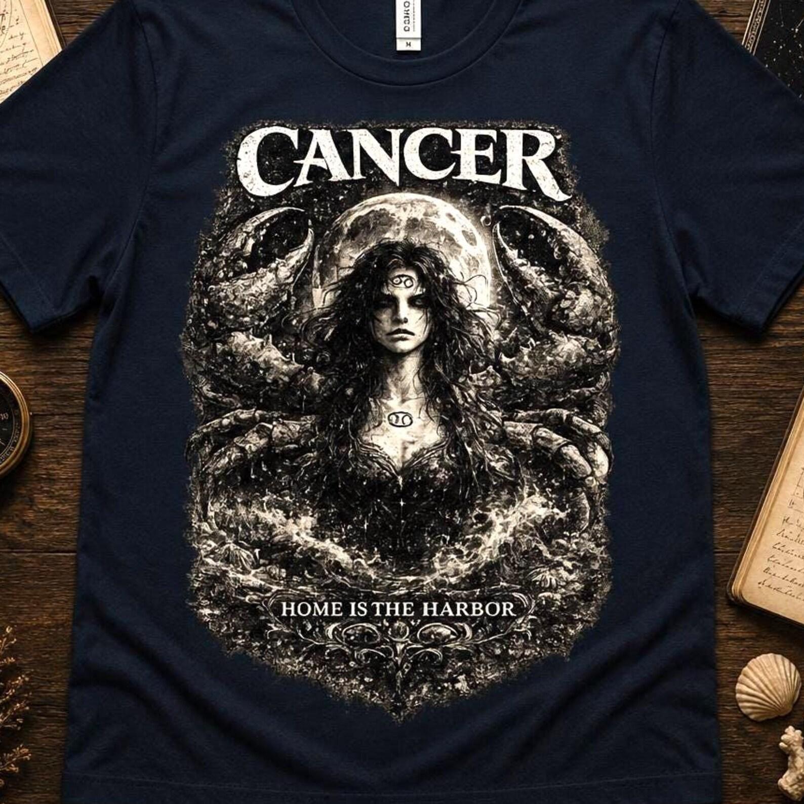 Cancer Zodiac Shirt, Gothic Astrology Tee | Dark Academia Horoscope T-Shirt, Celestial Moon Sign Apparel, Cancer Gift for Women Men XL
