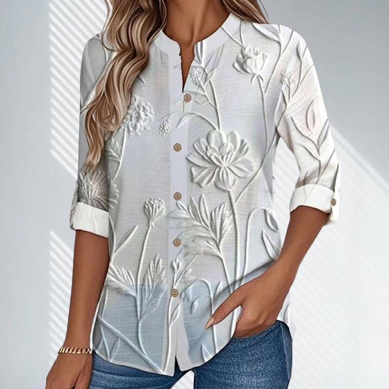 2025 Trendiger europäischer & amerikanischer Stil Vielseitiges weißes 3D-Druck Langarmshirt