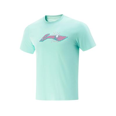 Li Ning Table Tennis Series Simple Fashion Quick-Dry Breathable Short Sleeve T-Shirt Outdoor Sports Top Unisex Tops Island-Blue AHSW069-2