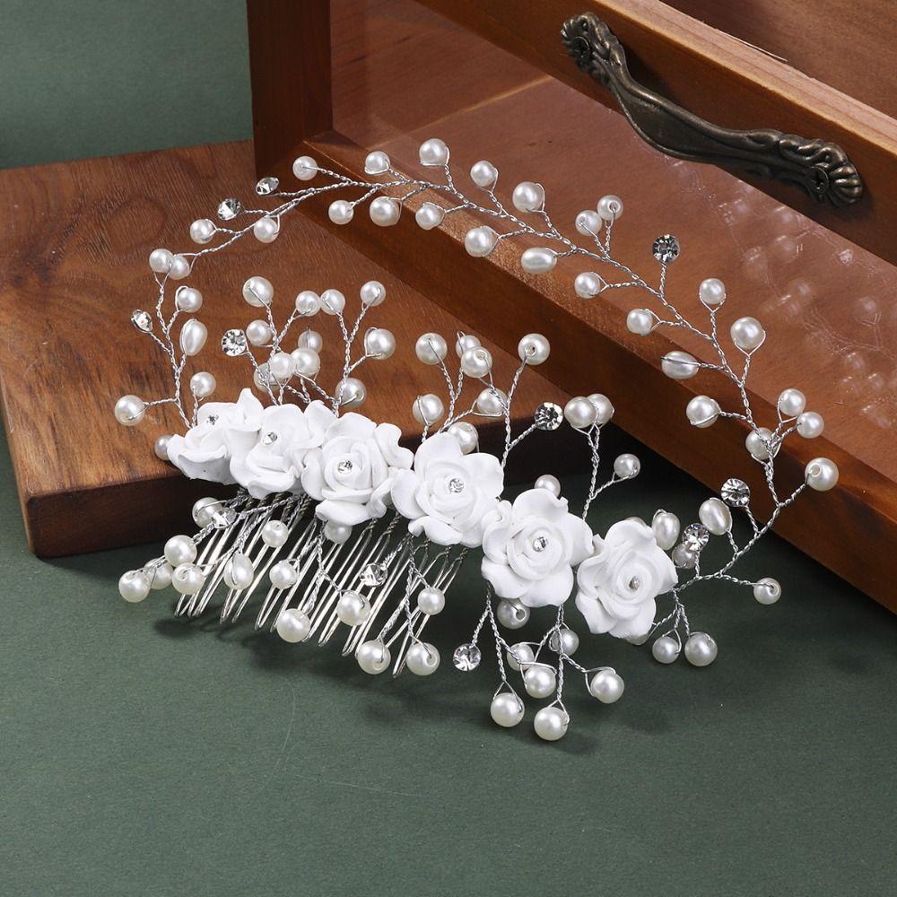 Exquisite Bridal Headwear Flower Pearl Wedding Headwear Fashion Bridal Headdress  Hair Accessories