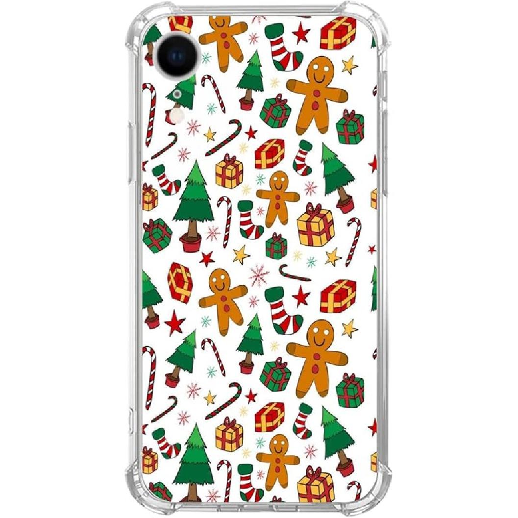 

Зимний Рождественский Санта Пряничный Узор Чехол для iPhone XR, Милый Чехол с Рождественской Елкой и Рождественским Носком для Девочек Женщин Мужчин, Уникальный Модный ТПУ Christmas Santa Gingerbre