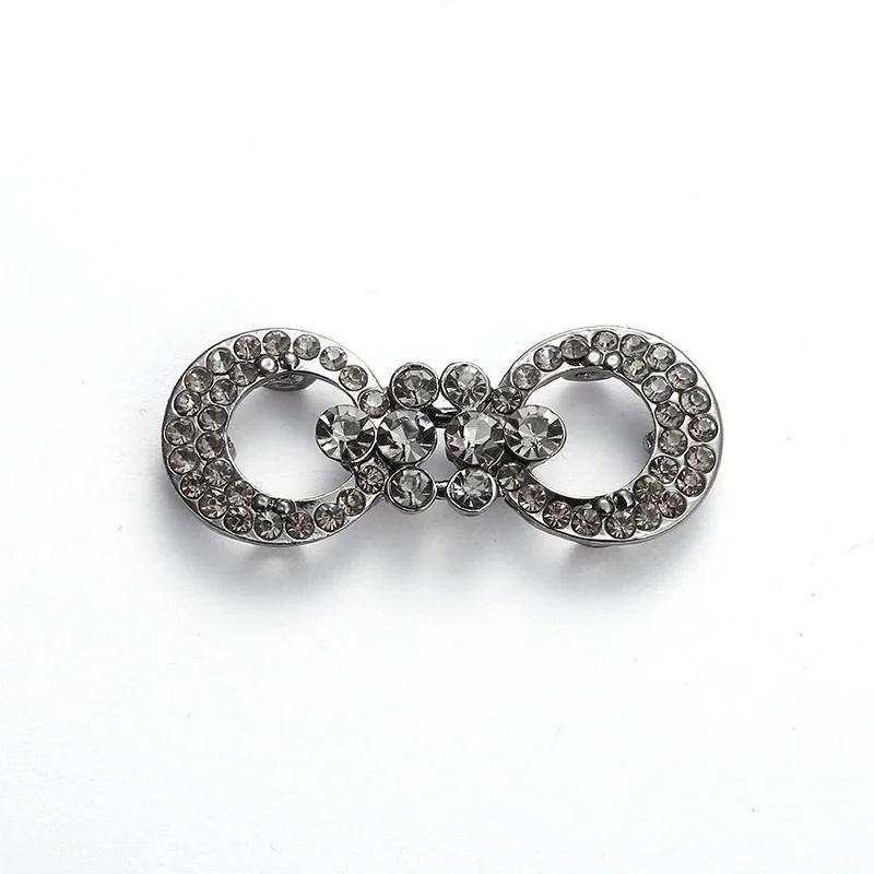 5 Pair Shiny Cheongsam Buckle Brooches Sweater Buttons Clothing Pins Crystal Cardigan Clip Cape Cloak Clasp
