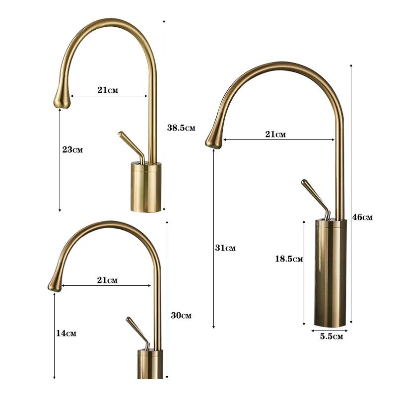 Modern Basin Faucet Brushed Gold Black Silver Faucet Deck Mounted 360 Rotation Basin Sink Tap Mixer Hot & Cold Brass Tap